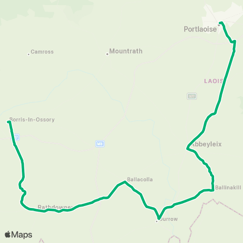 TFI Local Link Borris-in-Ossory - Portlaoise map