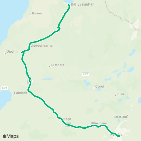 TFI Local Link Ballyvaughan - Ennis map