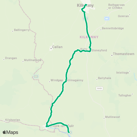 TFI Local Link Fiddown - Kilkenny map