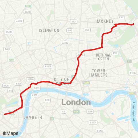 TfL Hackney Wick - Shoreditch - St Paul's - Westminster - Victoria map