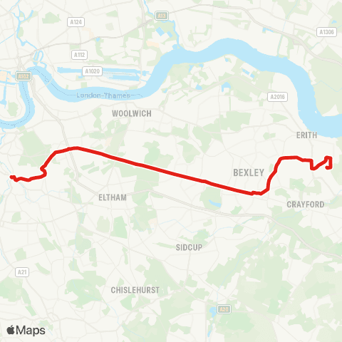 TfL Lewisham Sta - Blackheath - Shooters Hill - Bexleyheath - Slade Green map