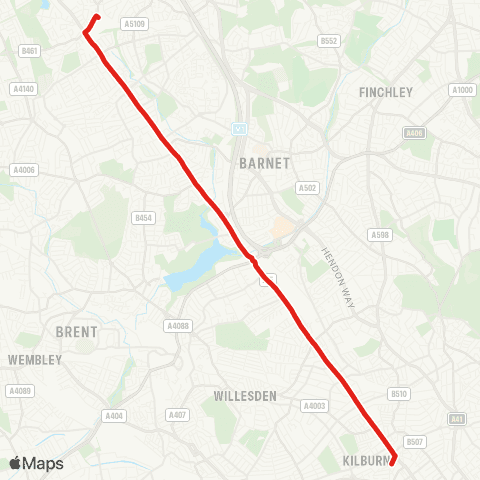 TfL Edgware - Burnt Oak - Colindale - Cricklewood - Kilburn Pk map