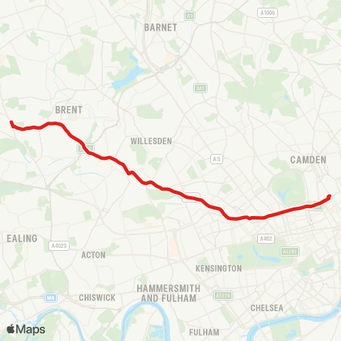 TfL Sudbury - Wembley Central - Stonebridge - Harlesden - Kensal Green - Harrow Rd - Paddington Green - Baker St Sta - Euston map