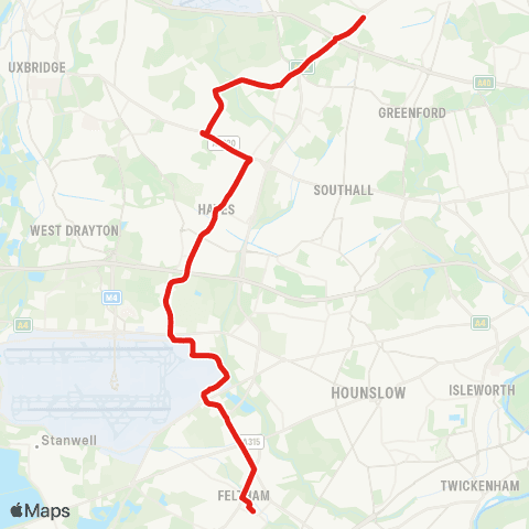 TfL Northolt Sta - Yeadng - Hayes N - Hayes & Harlington Sta - Harlington - Harlngton Corner - Hatton Cross - Feltham, Leisure W map