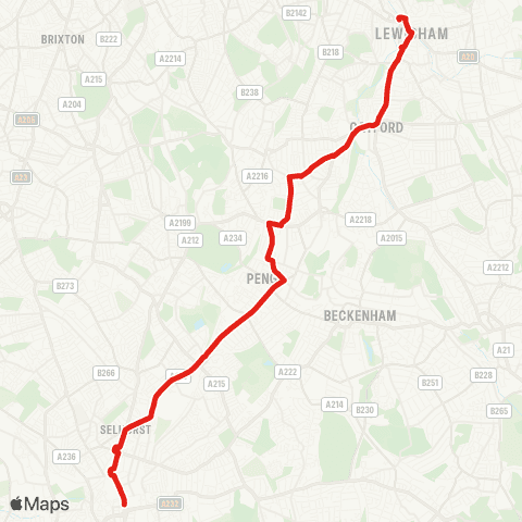 TfL Lewisham Sta - Catford - Sydenham - Norwood Jct - Croydon, Town Ctr map