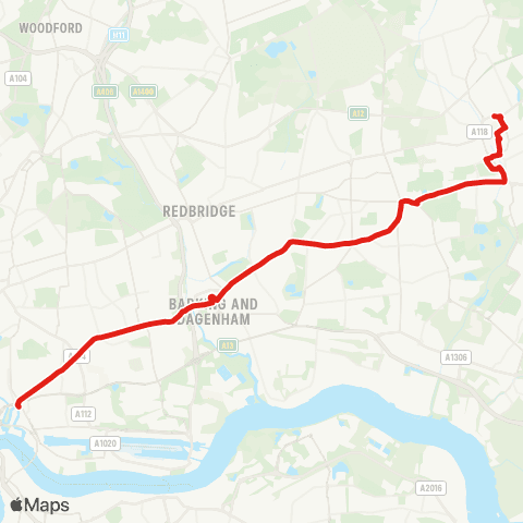 TfL Romford Market & Sta - Becontree Heath - Barking - E Ham - Canning Town map