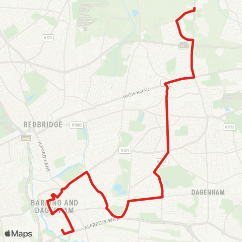 TfL Marks Gate - Chadwell Heath - Becontree - Upney - Barking, Gascoigne Rd map