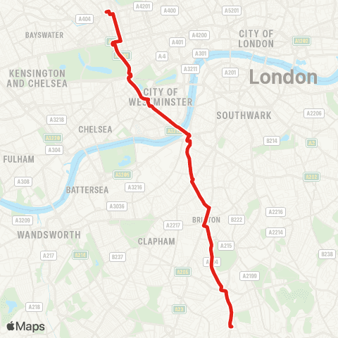 TfL Marylebone - Marble Arch - Hyde Pk Corner - Victoria - Brixton - W Norwood map
