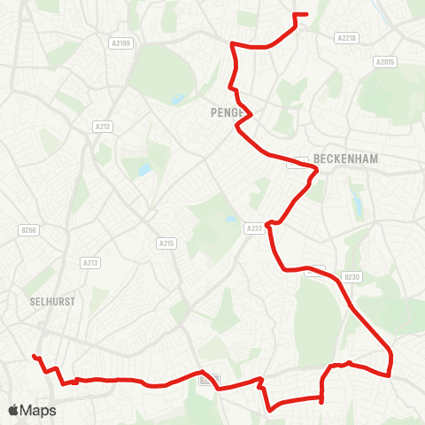 TfL Lower Sydenham - Clock House - Beckenham - W Wickham - W Croydon map