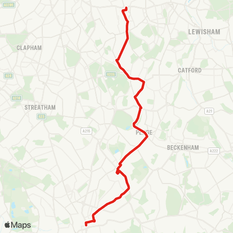 TfL Peckham - Dulwich - Sydenham - Norwood Jct - Croydon Town Ctr map
