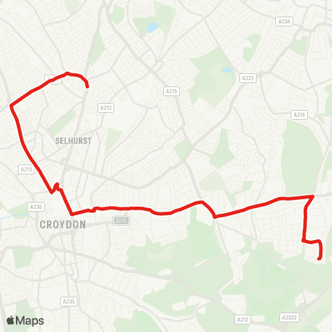 TfL Shrublands - Shirley - Croydon - Croydon Univ Hosp - Thornton Heath, High St map