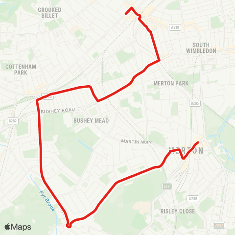 TfL Morden - Lower Morden - Grand Dr - Raynes Pk - Wimbledon map