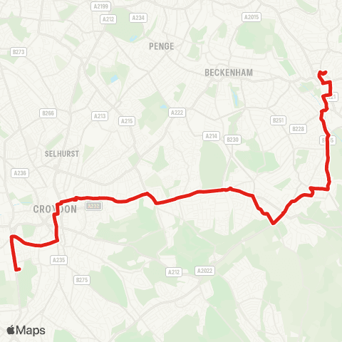 TfL Bromley N & S - Hayes - Shirley - E, Central and S Croydon - Purley Way, Colonnades map