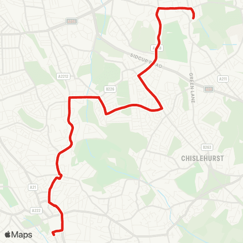 TfL Bromley - Grove Pk - Dunkery Rd - Mottingham - Eltham map