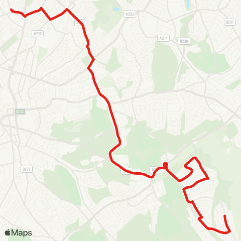 TfL New Addington - Fieldway - Addington Village - Gravel Hill - Shirley Hills - Woodside - Norwood Jct - Selhurst Pk Stadum - Thornton Heath, Parchmore Rd map