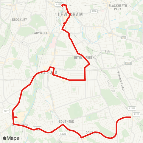 TfL Lewisham Sta - Catford - Bell Green - Lower Sydenham - Grove Pk map