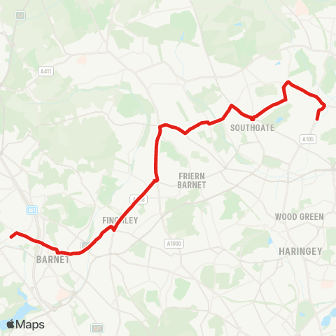 TfL Winchmore Hill - Whetstone - N Finchley - Finchley Central - Colindale Sta map