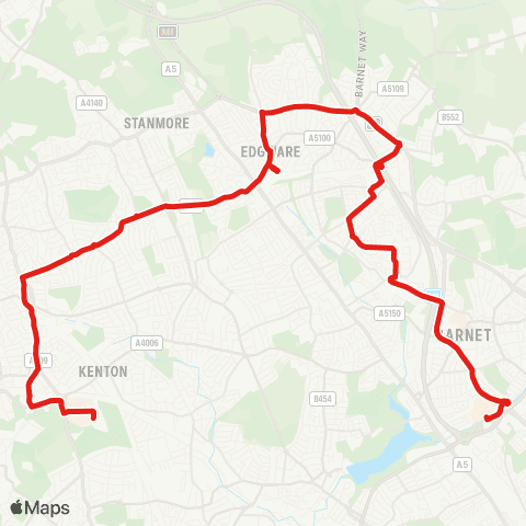 TfL Northwick Pk Hosp - Harrow - Edgware - Hendon Central - Brent Cross map