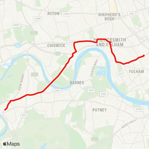 TfL Richmond - Chiswick - Stamford Brook - Hammersmith - W Brompton map