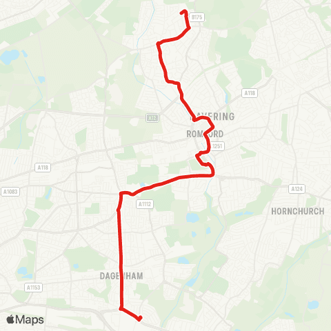 TfL Hillrise Estate - Collier Row - Romford - Becontree Heath - Dagenham, New Rd map