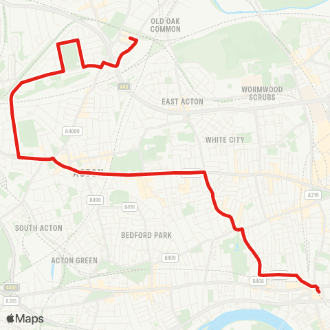 TfL Hammersmith - Starch Green - Acton Vale - Acton - N Acton map