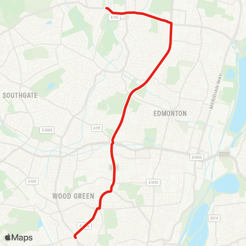 TfL Enfield Chase - Enfield Town - Great Cambridge Rd - Westbury Av - Turnpike Ln Sta map