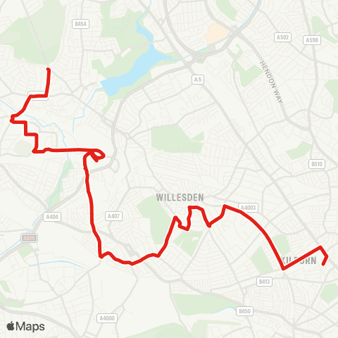 TfL Wembley Pk - Brent Pk - Brentfield Rd - Harlesden - Kilburn Pk map