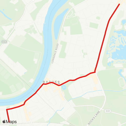 TfL Mortlake - Barnes Bridge Sta - Barnes Pond - Barnes, Red Lion - Castelnau, Lonsdale Rd map