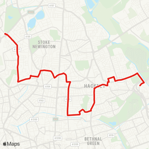 TfL Finsbury Pk Sta - Canonbury - Dalston - Hackney - Hackney Wick map