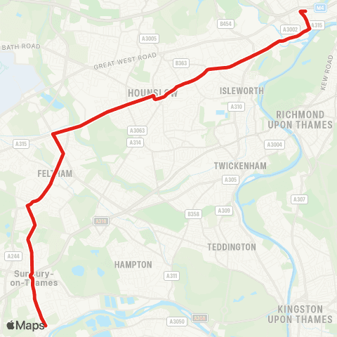 TfL Sunbury Village - Hounslow Heath - Hounslow - Isleworth - N Brentford Quarter map
