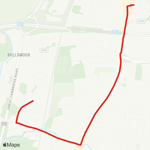 TfL Waltham Cross - Freezywater - Bullsmoor Ln - Elsinge Estate map