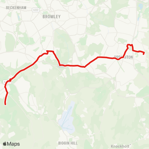 TfL Ramsden Estate - Orpington Town Ctr & Sta - Locksbottom - Hayes - Addington Village - Forestdale map