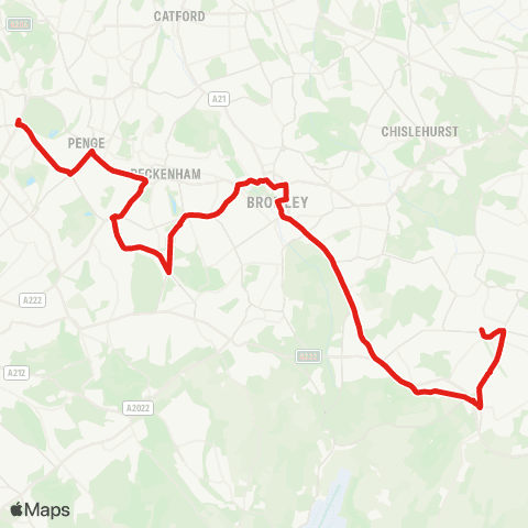 TfL Orpington - Bromley - Beckenham - Penge - Crystal Palace map