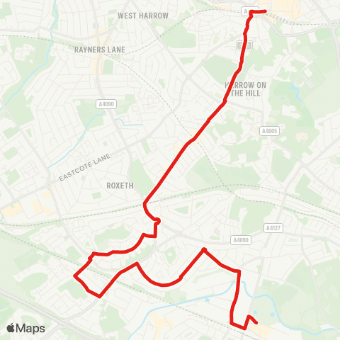 TfL Harrow - S Harrow - Racecourse Estate - Oldfields Circus - Greenford, Westway Cross map