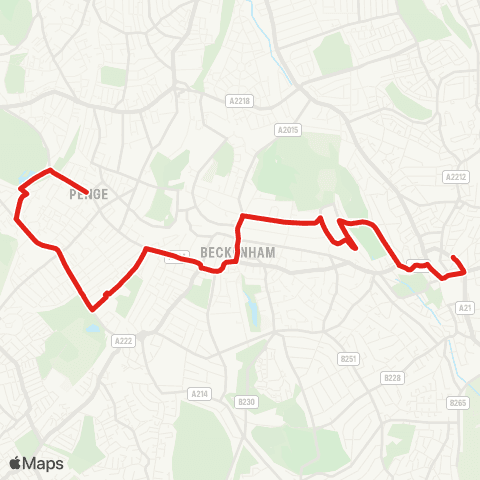 TfL Penge - Anerley - Beckenham - Ravensbourne - Bromley N map