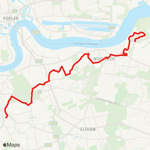 TfL Belmarsh - Woolwich - Charlton Village - Blackheath - Lewisham, Shopping Ctr map