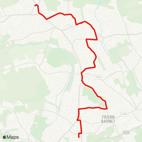 TfL Barnet, The Spires - New Barnet - Oakleigh Pk - Woodside Pk - Finchley Mem Hosp map