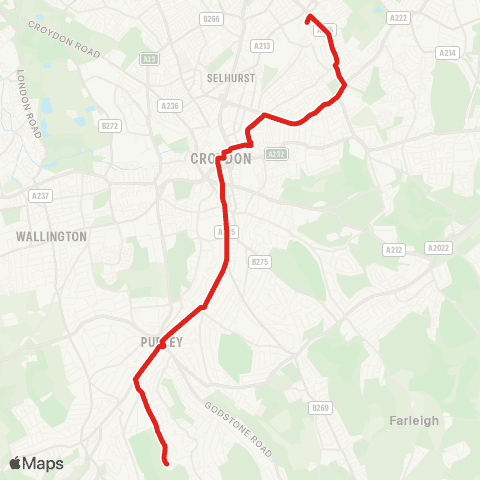 TfL Purley, Old Lodge Ln - Reedham Sta - Croydon Town Ctr - E Croydon Sta - Norwood Jct map