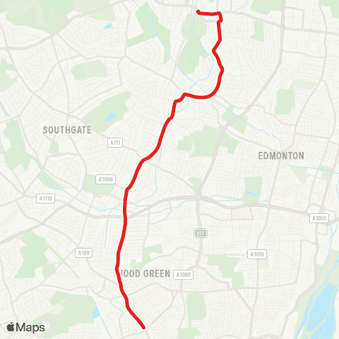 TfL Enfield - Winchmore Hill - Palmers Green - Wood Green - Turnpike Ln Sta map