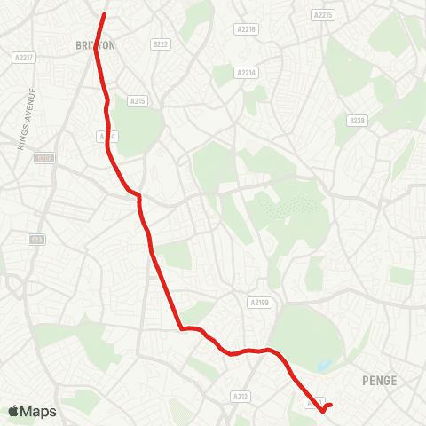 TfL Brixton - Tulse Hill - W Norwood - Crystal Palace - Anerley Sta map