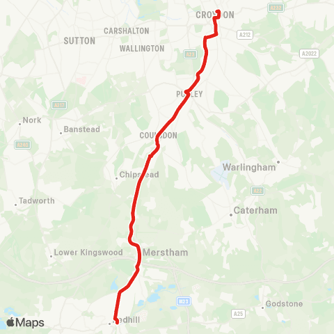 TfL Redhill - Merstham - Coulsdon - S Croydon - Croydon, Town Ctr map