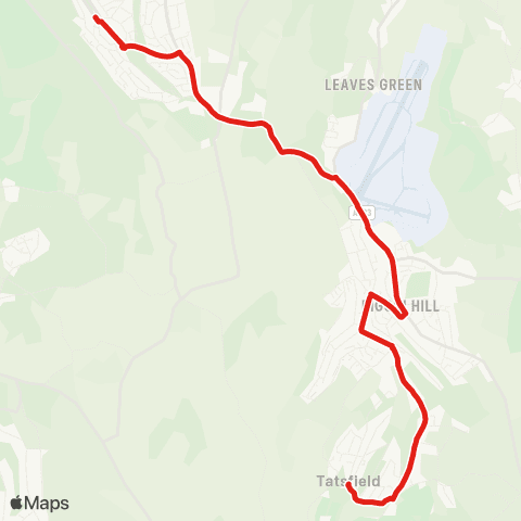 TfL Tatsfield - Sunningvale Av - Biggin Hill - Saltbox Hill - New Addington map
