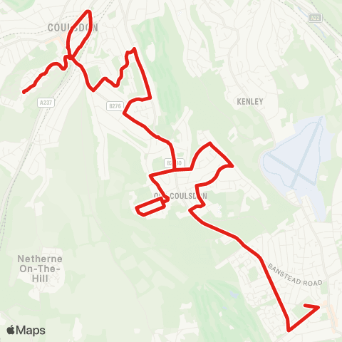 TfL Coulsdon, Cane Hill - Coulsdon S Sta - Tollers Ln - Coulsdon Common - Caterham-On-The-Hill map