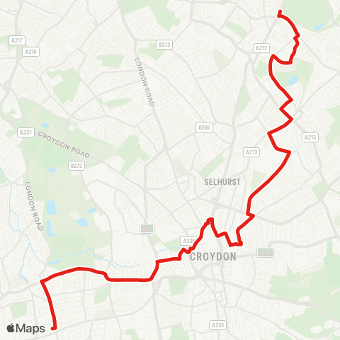 TfL Crystal Palace - Norwood Jct - Croydon - Waddon - Wallington map