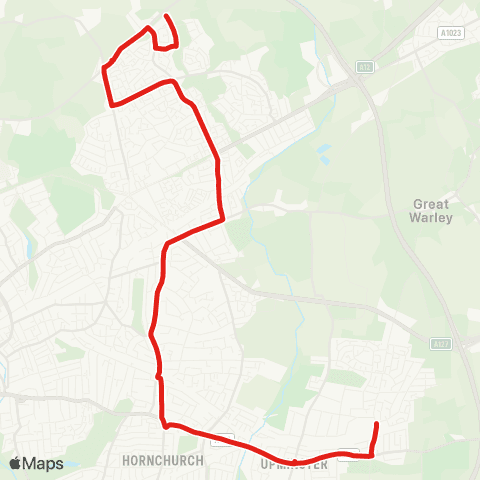 TfL Noak Hill - Harold Wood - Hornchurch - Upminster - Cranham map
