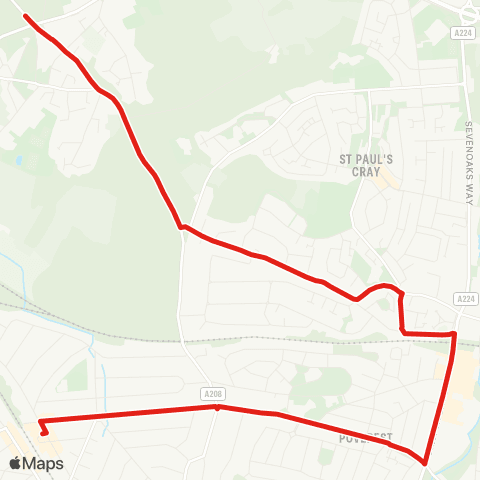 TfL Petts Wood - St Mary Cray - Chislehurst, War Mem map