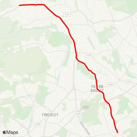 TfL Muswell Hill Bway - Friern Barnet - Whetstone - High Barnet - Barnet, Arkley Hotel map