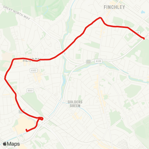 TfL Brent Cross, Shopping Ctr - Hendon Central - Finchley Ln - Hendon Ln - E Finchley Schools map
