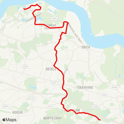 TfL Thamesmead - Thamesmead E - Belvedere - Bexleyheath - Wilmington Schools map