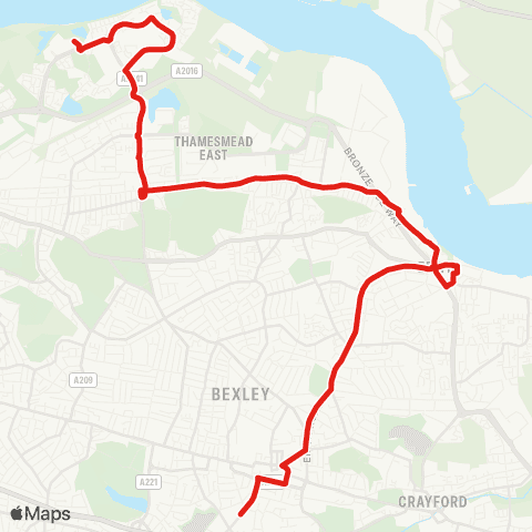 TfL Thamesmead - Abbey Wood - Belvedere - Erith - Townley Grammar Sch map